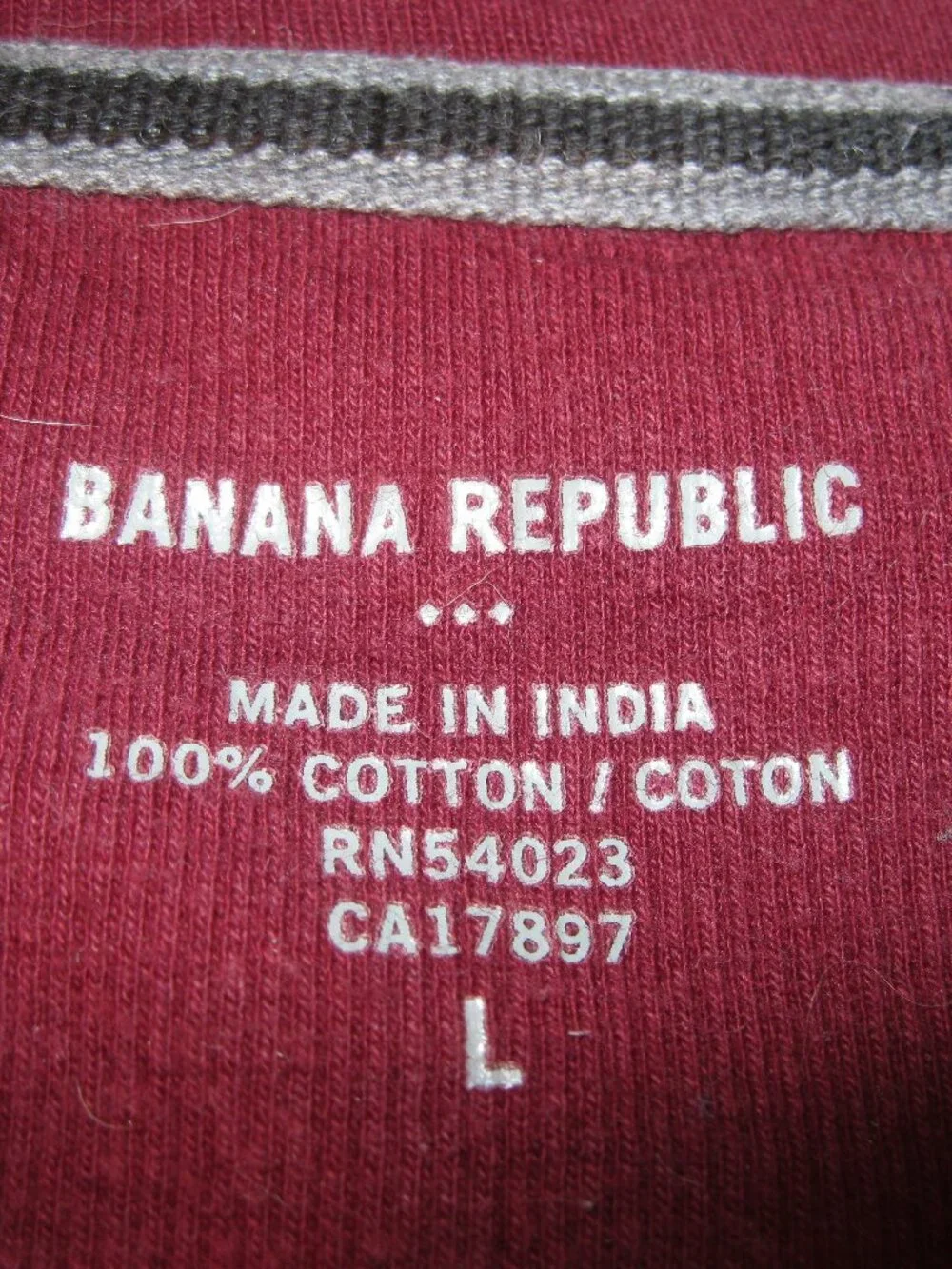 Banana Republic Sweater Mens L 100% Cotton 1/2 Zip Knit‎ Pullover Burgundy
